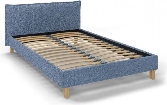 Letto matrimoniale imbottito blu con griglia 140x200 cm Tina - Ropez