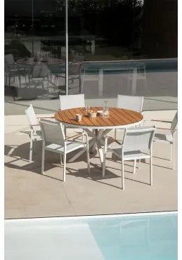 Set Tavola Rotonda (ø140 Cm) E 6 Sedie Da Giardino Archer Gardenia Bianco - Sklum