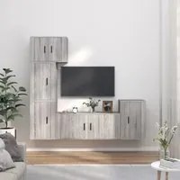 Set di Mobili Porta TV 5 pz Grigio Sonoma in Legno Multistrato 3188636