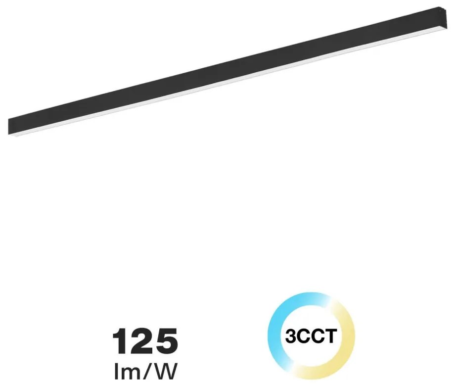 Lampada Lineare LED da Soffitto 65W 200cm Nera con driver Philips CCT Colore Bianco Variabile CCT