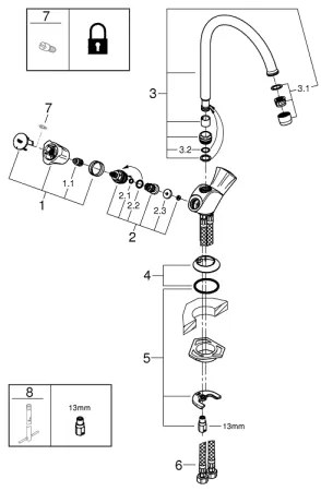 GROHE 31831001 - Miscelatore per lavello COSTA L, finitura cromo lucido