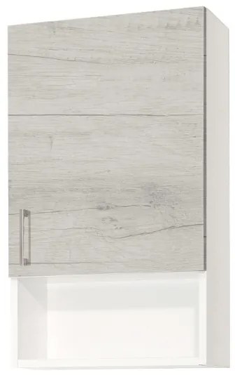 Pensile sospeso con vano a giorno e anta 43x22 Quercia Bianco