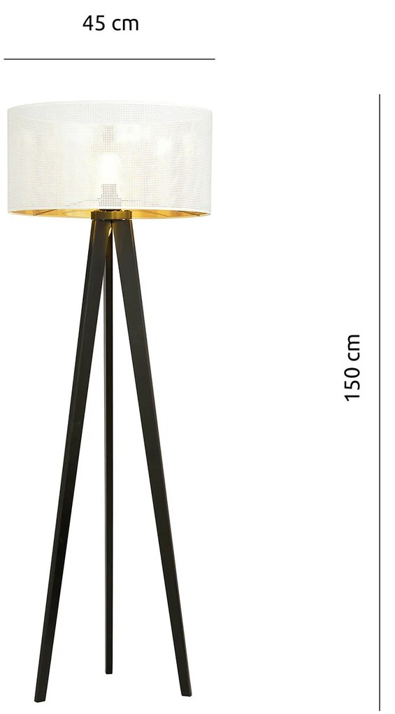 Piantana Moderno Drago Acciaio Nero Bianco 1 Luce E27 Ip20