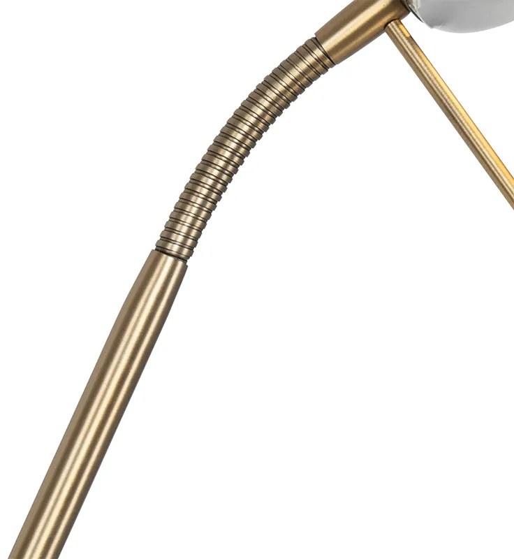 Lampada da terra moderna bronzo con lampada da lettura incl. LED dimmerabile a luce calda - Diva