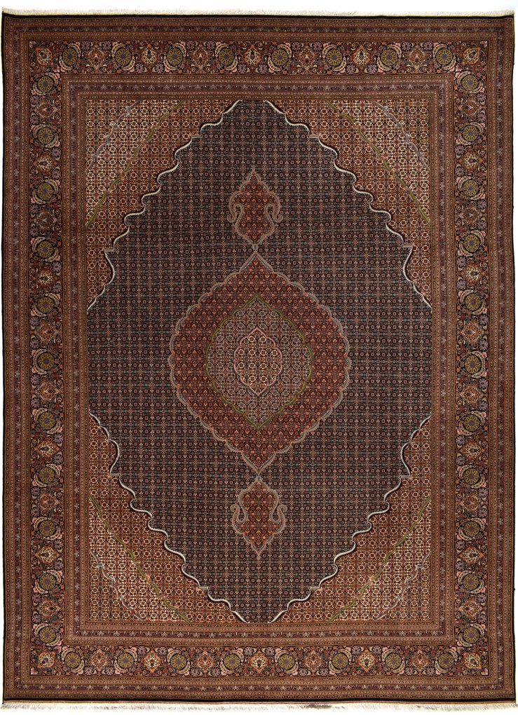 Tabriz Tappeto 410x300 Blu (Iran) Annodato A Mano