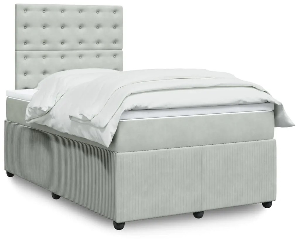 Giroletto A Molle Con Materasso Grigio Chiaro 120x200cm Velluto /