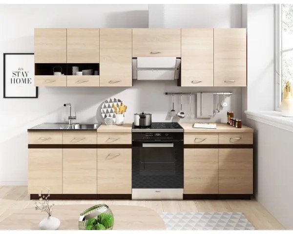 Cucina VALERIA 240 cm, marrone/rovere sonoma