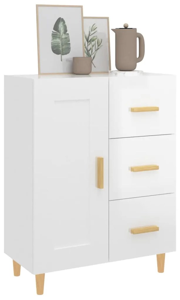 Credenza 69,5x34x90 cm in legno multistrato bianco lucido