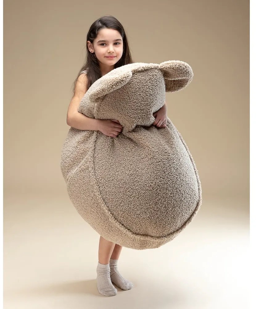 Pouf a sacco per bambini marrone chiaro con rivestimento in bouclé Bear – Wigiwama
