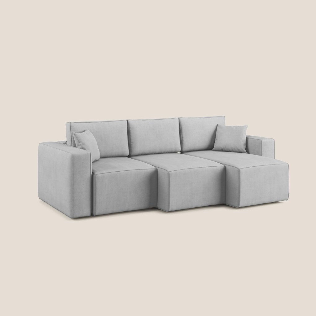 Morfeo divano con 3 sedute estraibili in morbido tessuto impermeabile T02 grigio chiaro