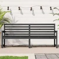 Panca da Giardino Grigia 203,5x48x91,5cm Legno Massello di Pino 824076