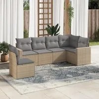 Set Divano da Giardino 6 pz con Cuscini Beige in Polyrattancod mxl 86945