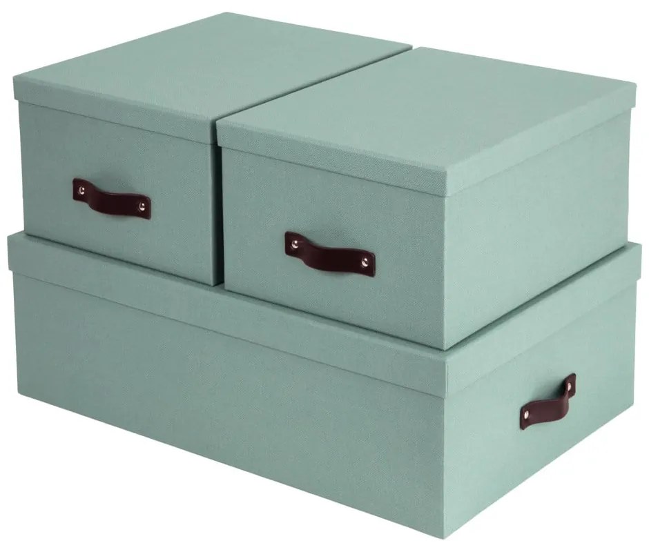 Scatole di cartone con coperchio color menta in set di 3 31x47x15 cm Inge - Bigso Box of Sweden