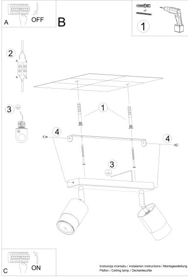 Sollux SL.1065 - Faretto NERO 2xGU10/40W/230V nero/cromo lucido