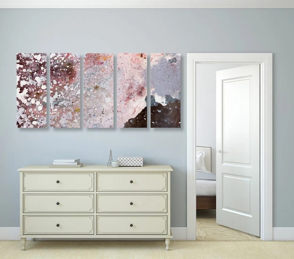 Quadri 5 pezzi – Astrazione in toni delicati