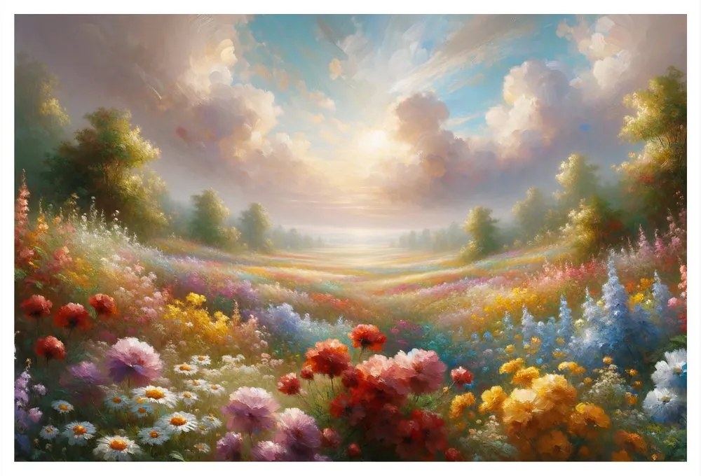 Quadro su tela – Campo di fiori romantico