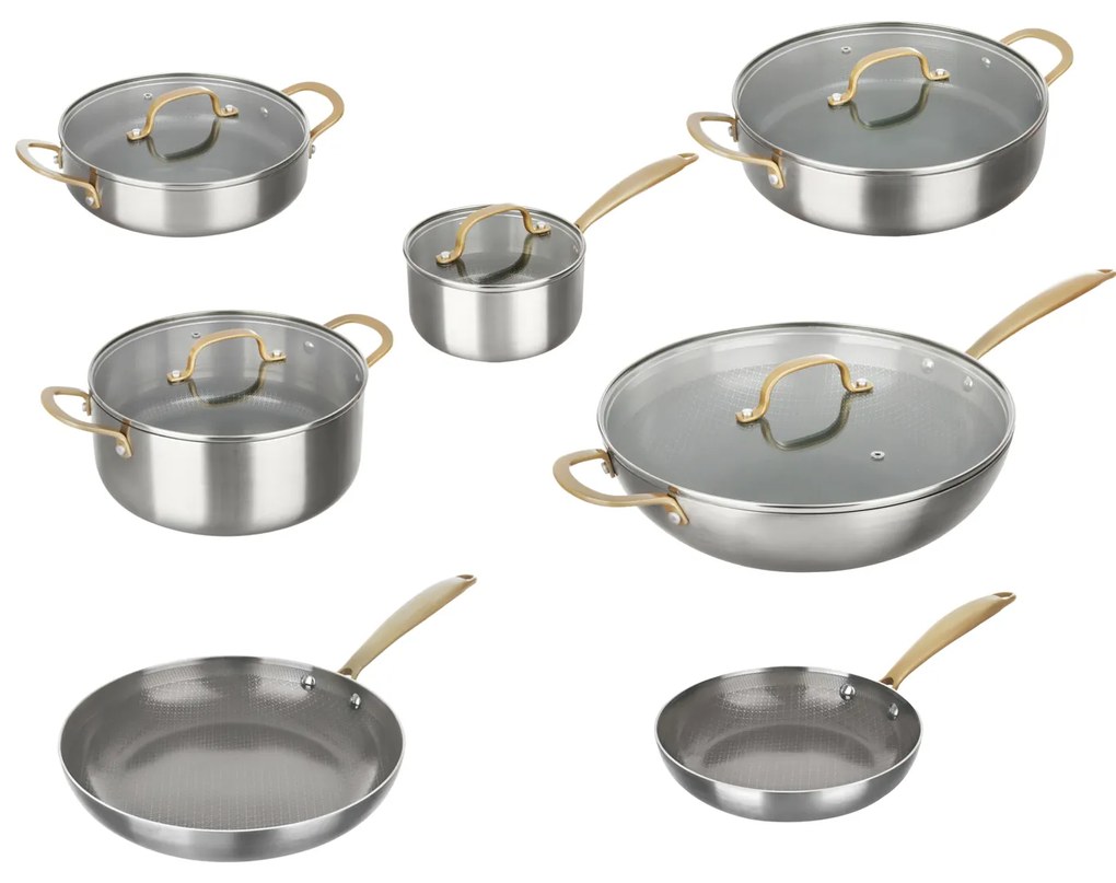 Batteria pentole 12 pezzi Tri - Ply Gold triplo strato