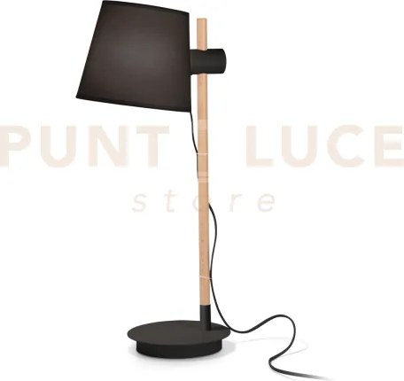 Axel lampada da tavolo in metallo legno e tessuto 1 luce attacco e2...