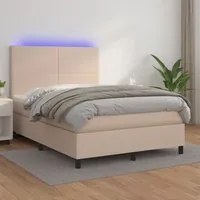 Giroletto Molle Materasso e LED Cappuccino 140x200cm Similpelle 3135830