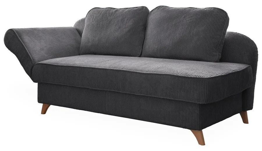 Chaise longue grigia (con penisola a sinistra) con rivestimento in velluto a coste Chic Charlotte – Miuform