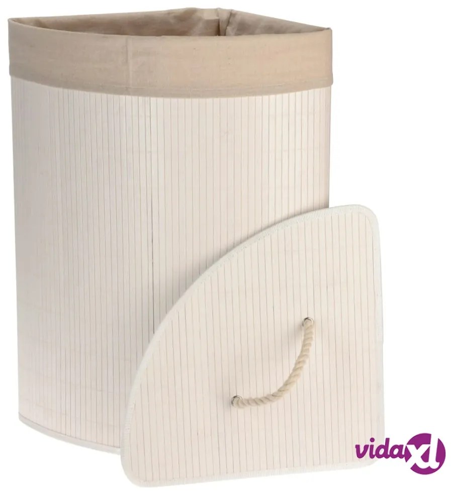 Bathroom Solutions Cesto Portabiancheria ad Angolo in Bambù Bianco