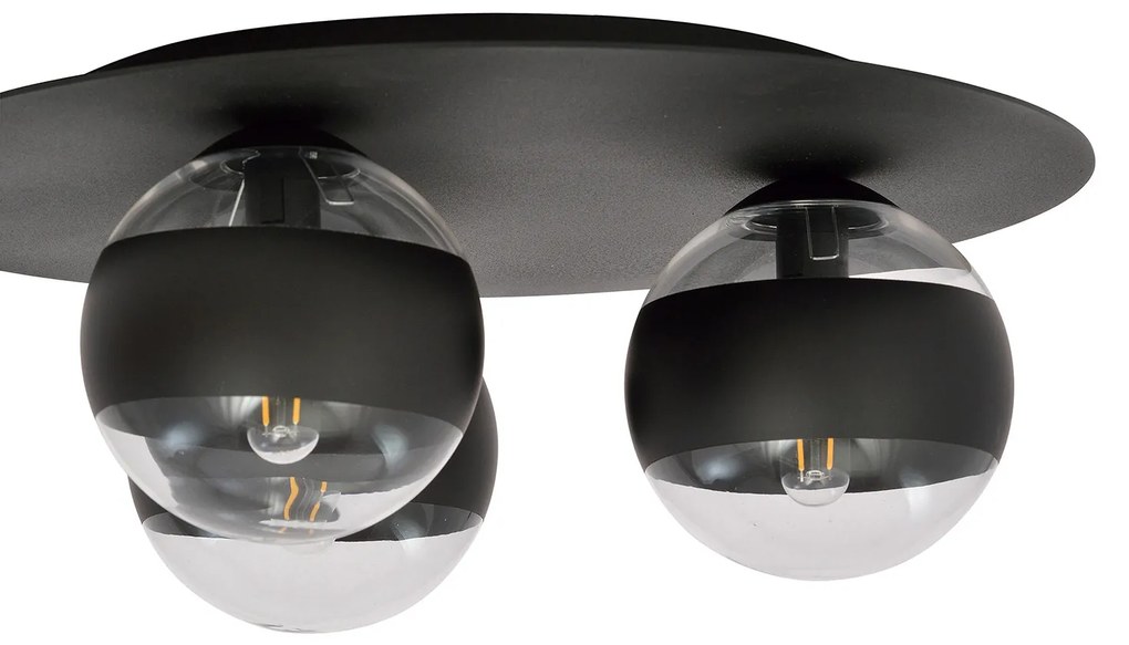Plafoniera Minimal Mnemosine Acciaio Nero 3 Luci E14 Ip20