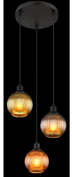 Globo 15638-3 - Lampadario a sospensione con filo ZUMBA 3xE27/25W/230V diametro 36 cm rame/verde/blu