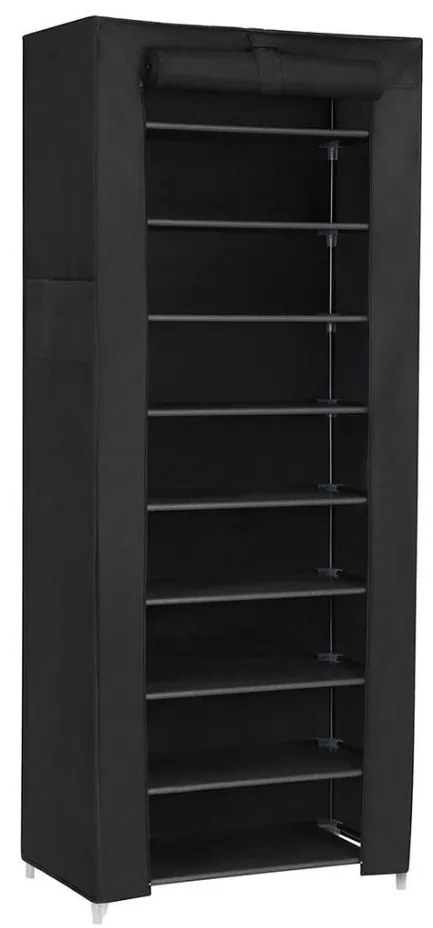 Armadio salvaspazio in tessuto con ripiani MATIS 58x160 cm, nero