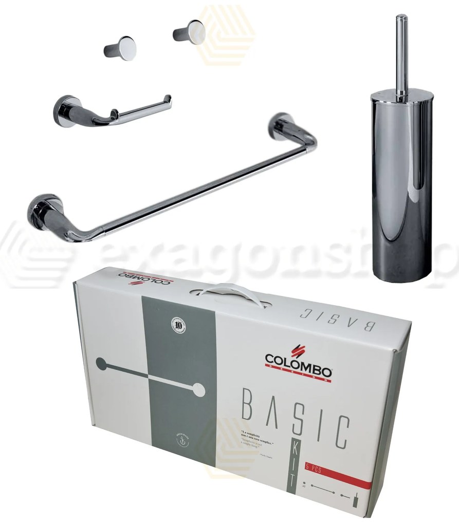 Arredo Bagno portarotolo portarotolo portasciugamani  portascopino 5pz Cromo Basic Kit  Colombo Design