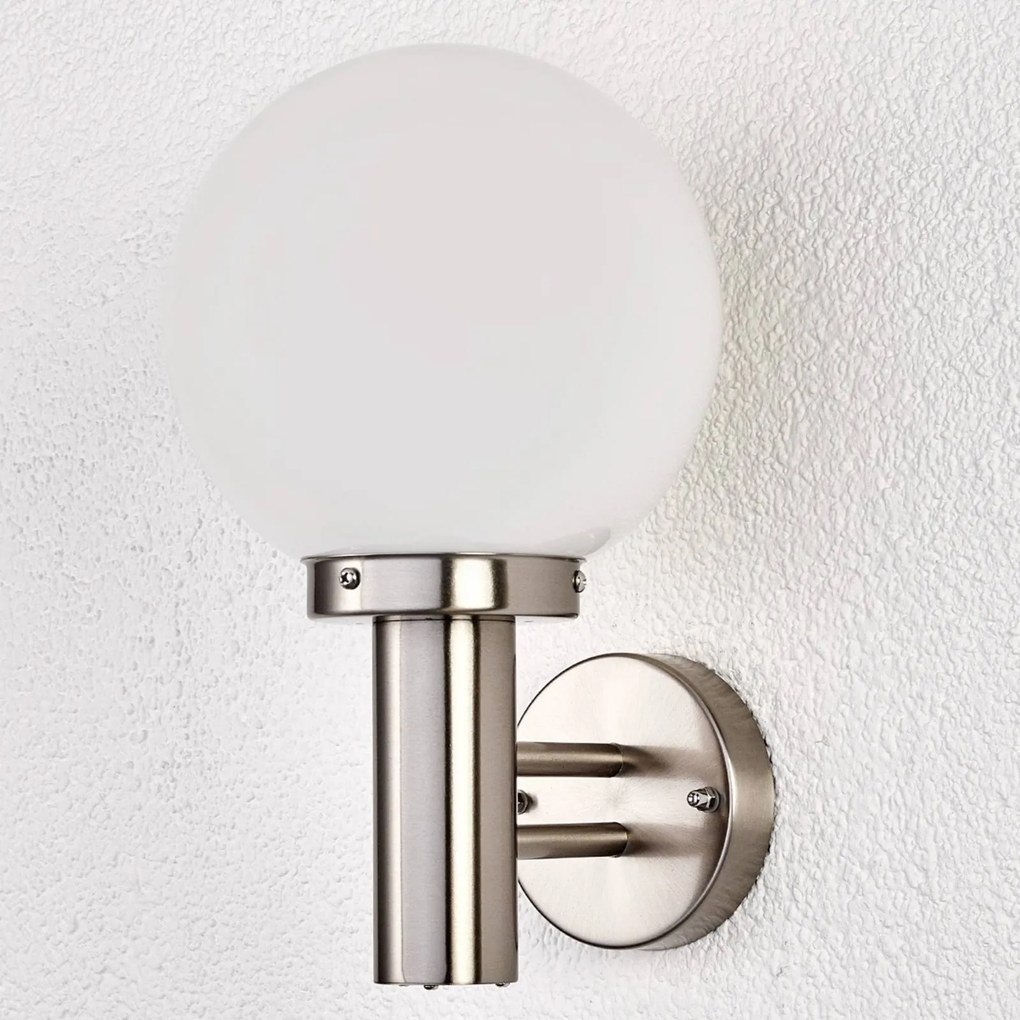Lindby applique da esterno Nada, acciaio inox, vetro, altezza 32 cm, E27