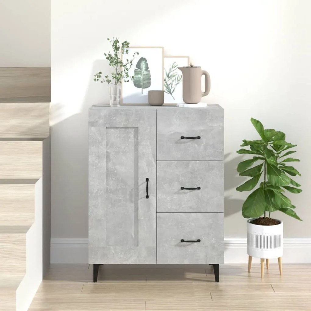 Credenza grigio cemento 69,5x34x90 cm in legno multistrato