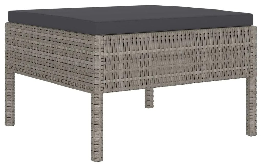 Set Divani da Giardino 4 pz con Cuscini in Polyrattan Grigio