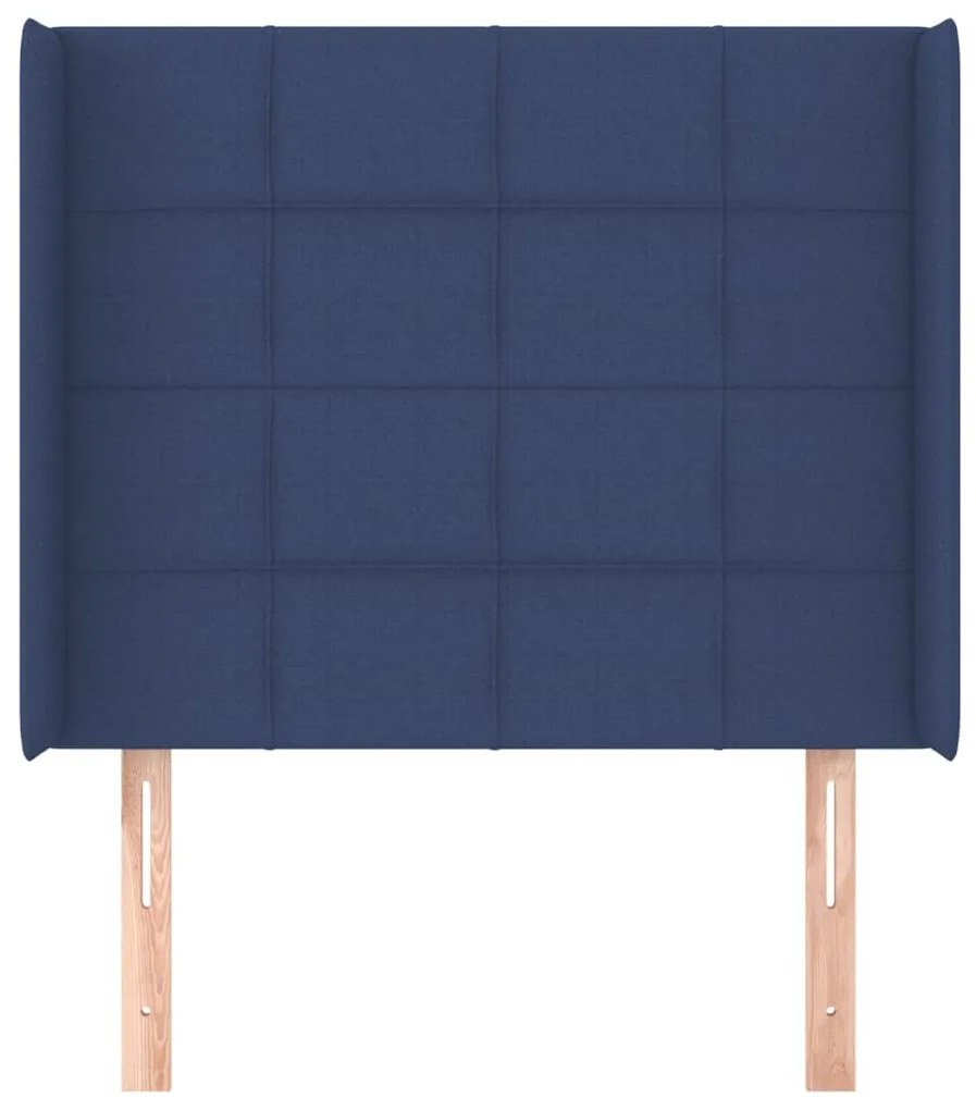 Testiera ad orecchio blu 103x16x118/128 cm in tessuto