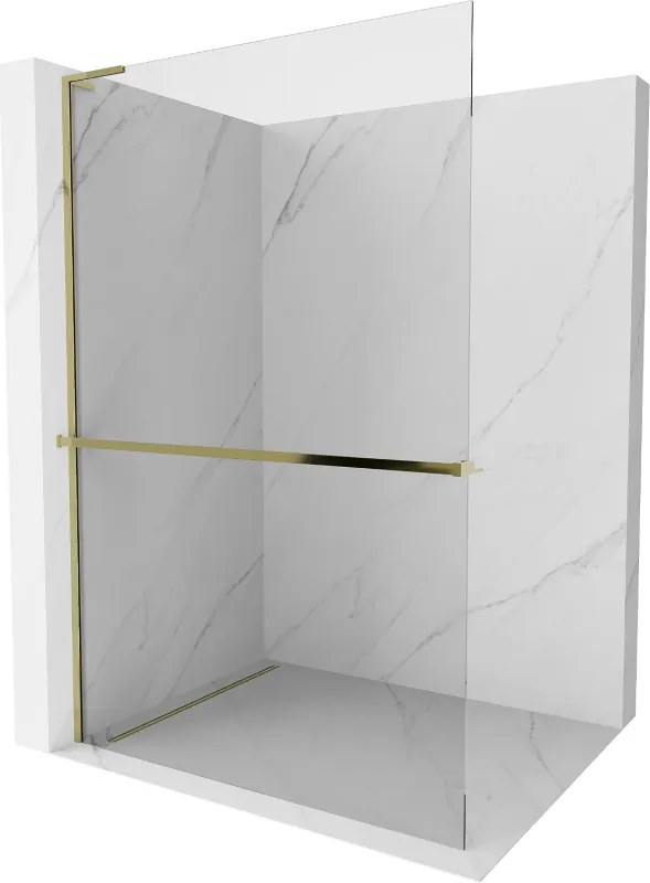Mexen Kioto+ L parete doccia con ripiano Walk-in 75 x 200 cm, trasparente, oro - 800-075-123-50-00