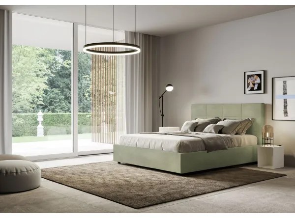 Letto contenitore da 160x190 in microfibra tč verde Mika