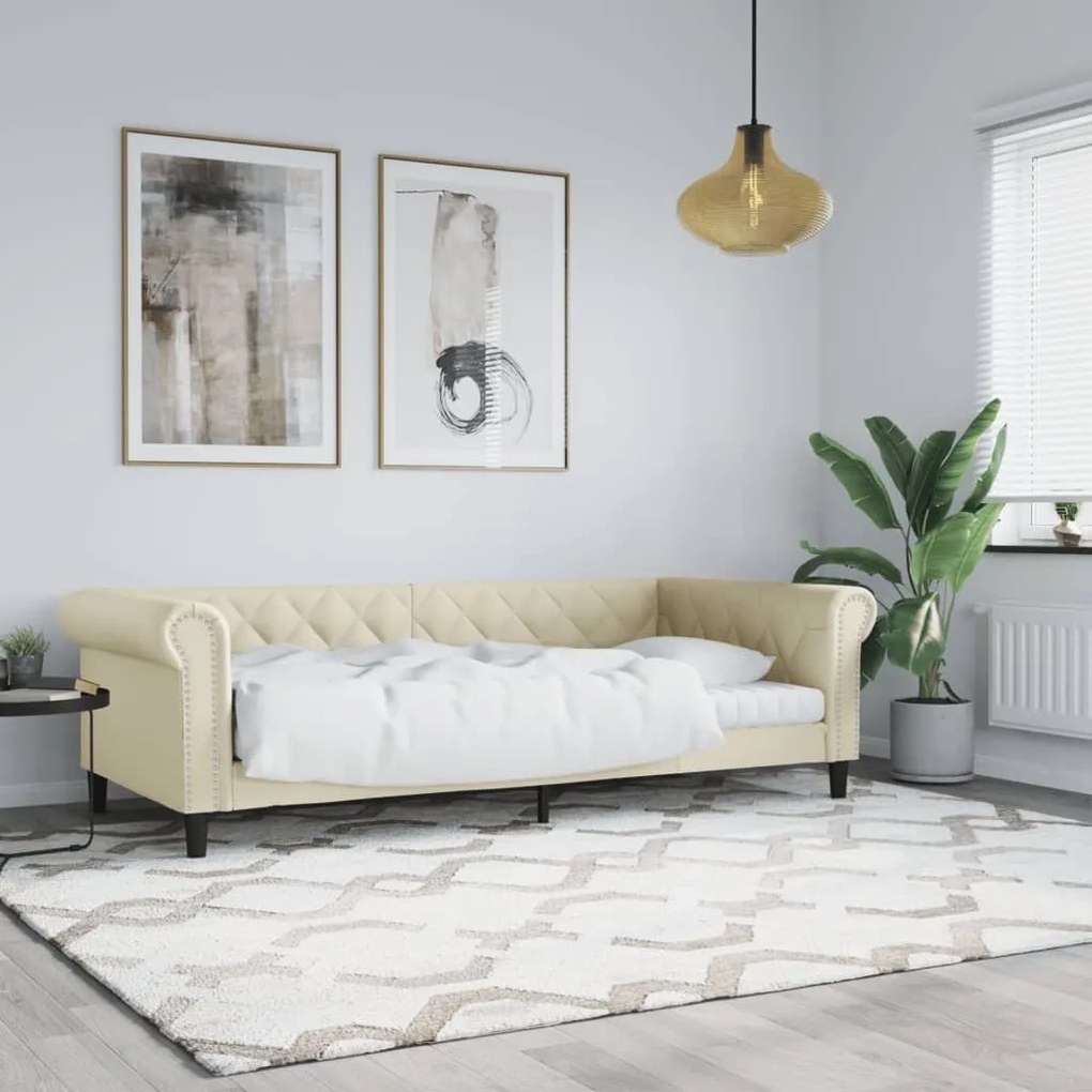 Letto Da Giorno Crema 90x200 Cm İn Similpelle /
