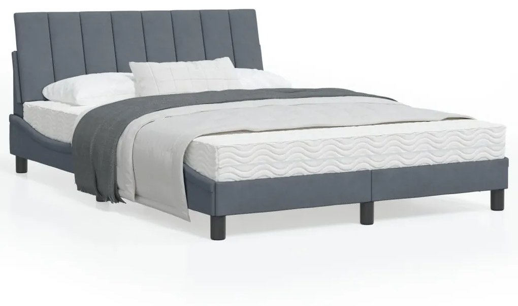 Letto Con Materasso Grigio Scuro 120x200 Cm İn Velluto /