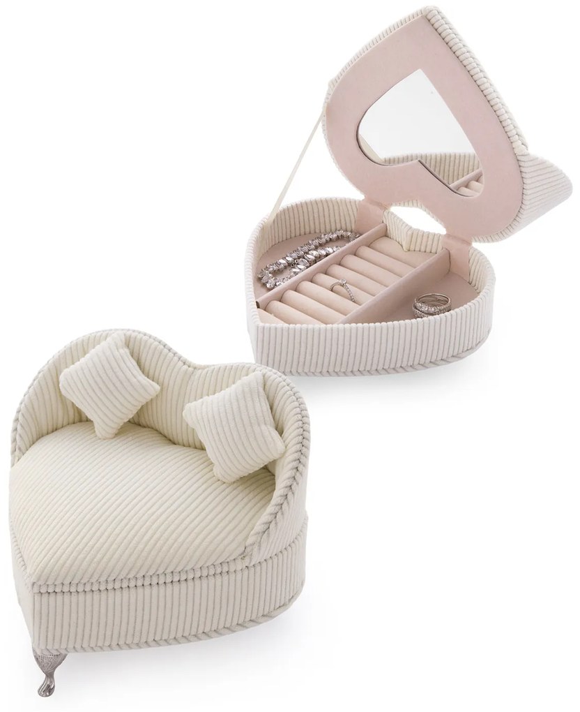 Portagioie cofanetto cuore crema 18x13x14 cm