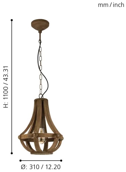 Eglo 49724 - Lampadario a sospensione con catena KINROSS 1xE27/60W