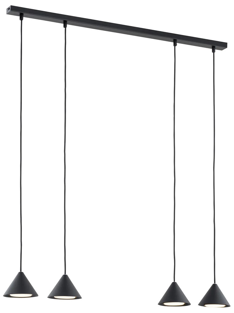 Sospensione Minimal Skadi 4 Luci In Acciaio Nero