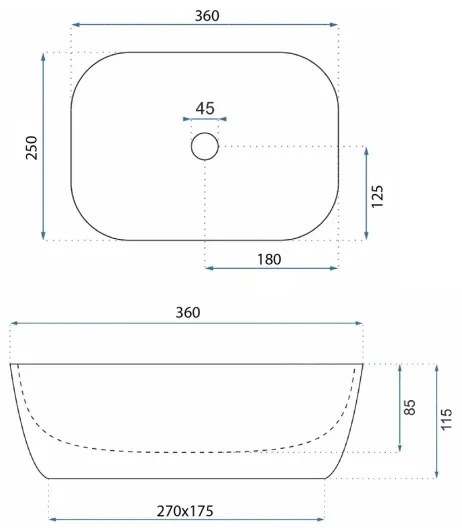 REA-U4700 - Lavabo da appoggio BELINDA 25x36 cm ceramica/beige/effetto pietra