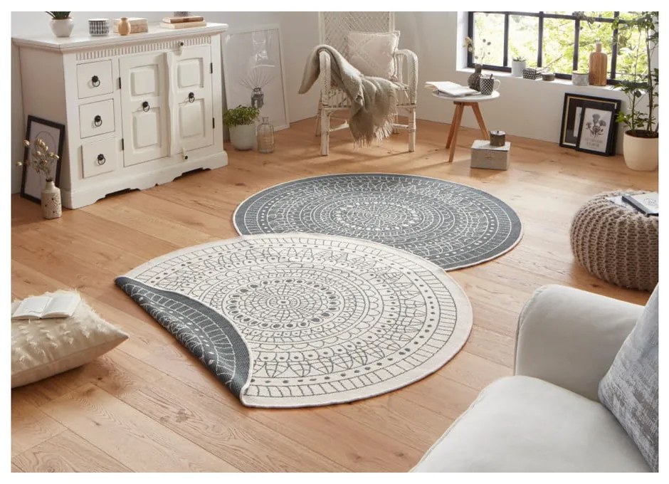 Tappeto da esterno grigio e crema , ⌀ 140 cm Porto - NORTHRUGS