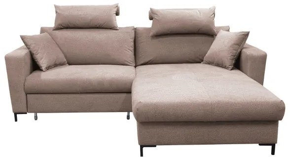 Divano letto angolare a L HORTA con contenitore, angolo destro, rosa