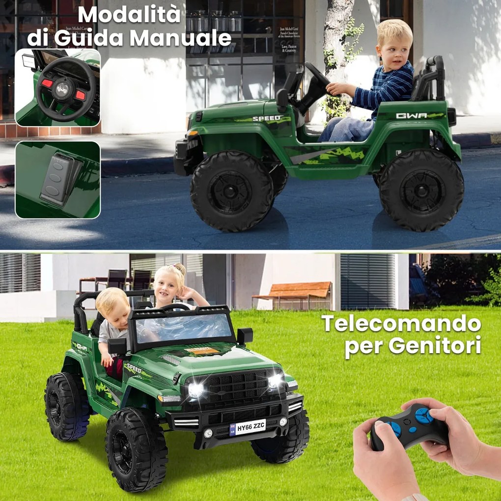 Costway Auto giocattolo a due posti per bambini con 2 velocità, Veicolo elettrico a batteria da 24V con telecomando 3 Colori