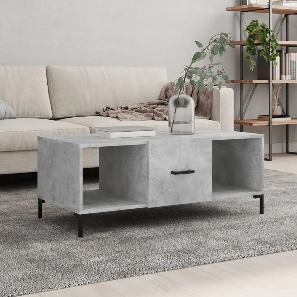 Tavolino Salotto Grigio Cemento 102x50x40 Cm Legno Multistrato /