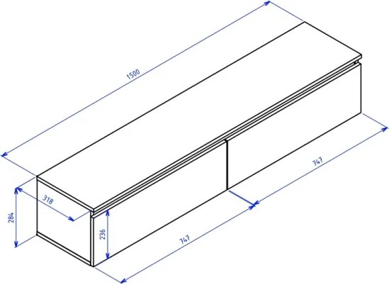 Mobile TV Sospeso 150 cm 2 Ante A Ribalta Rovere Lindberg Lume
