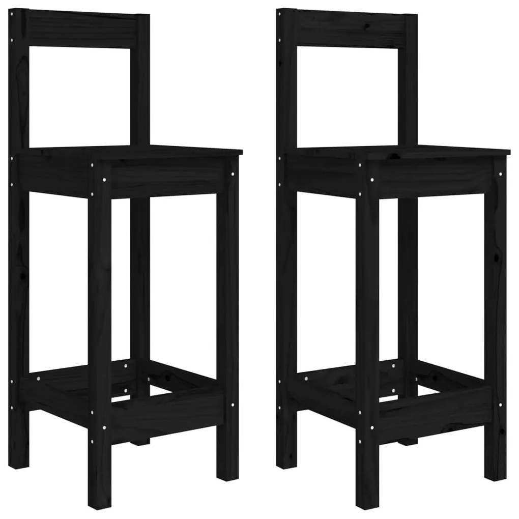 Sedie da bar 2 pz nere 40x41,5x112 cm legno massello di pino