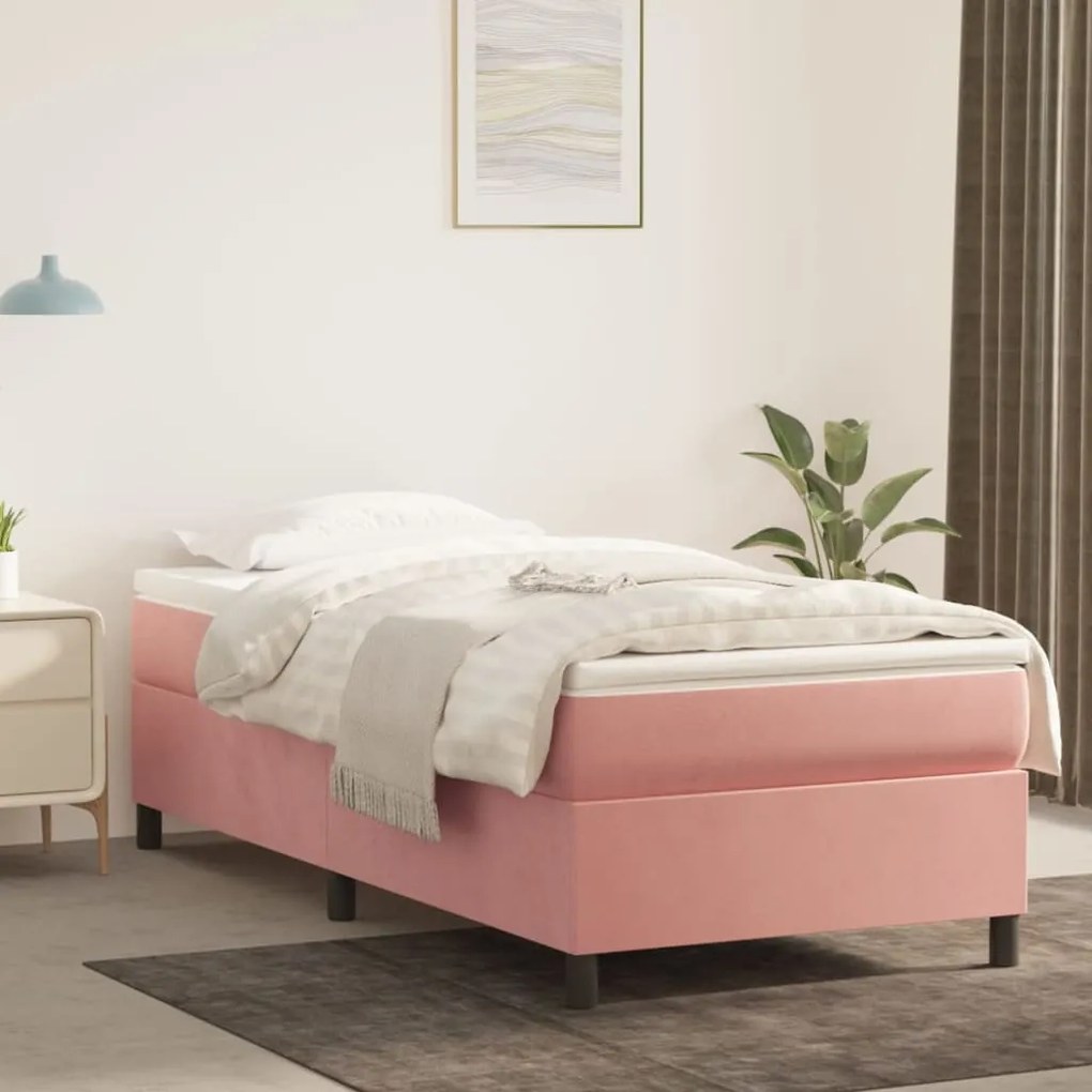 Giroletto A Molle Con Materasso Rosa 90x190 Cm İn Velluto /