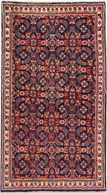 Hamedan Tappeto 100 x 190 Rosso (Iran) Annodato A Mano