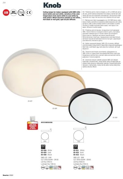 Redo 05-933 - Plafoniera LED KNOB LED/36W/230V 3000K-6500K 40 cm nero